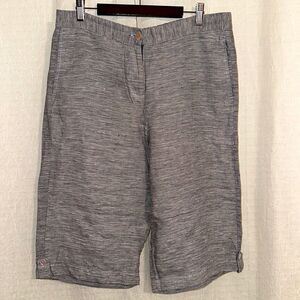 blue illusion M Chambray Heather Blue Linen Hem Tabs Bermuda Shorts with Pockets